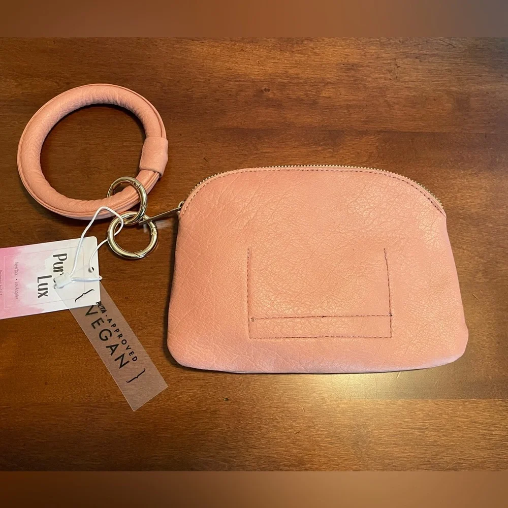 Vegan Leather Wristlet. Purse Lux Brand. Pinky Blush Color. NWT - Picture 2 of 8